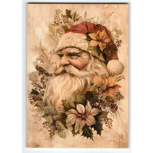 Vintage Santa Claus Christmas Postcard Printed Lithograph 5.5x4 in